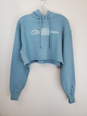 Champion Reverse Weave Cropped hoodie in dusty blue